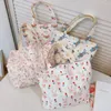 Shopping Bags Eco Small Korean Cotton Floral Shopper Tote Bag Fabric Female Mini Phone Pouches Wallet Women's Handbags Mommy Kids Lunch