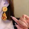 Oorknopjes Oranje Kwastje Bloem Waterdruppels Temperament Overdreven Oorbellen Statement Bijoux Wholesale Girl