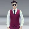 Vests COLDKER Men Black Suit Vest Gentleman Vest VNeck Sleeveless Business Casual Slim Fit Skinny Waistcoat casual cloth male