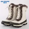 Fitnessschuhe Outdoor Kältebeständig Damen Wandern Winter High-Top Schneestiefel Wasserdichtes Leder Treeking Schuh Camping Jagd Sneaker