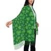 Halsdukar varm halsduk vinter irländsk shamrock lämnar sjalar wrpas St. Patrick's Day Design Foulard kvinnlig modehuvud