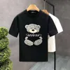 Little Bear Embroidered Short Sleeved for Youth Handsome Round Neck T-shirt 2023 Summer New Men's Cartoon