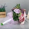 Fiori decorativi Bouquet da sposa Rosa di seta Mano nuziale Damigella d'onore con fiore Dropship