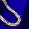 14k gult guldpläterat VVS Moissnaite Miami Cuban Link Chain Halsband med lådeslås