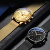 Armbandsur 2024 Luxury Gold Watch Men Fashion Ultra Thin Quartz Mesh Simple Waterproof Luminous Chronograph Business Gifts