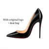 Red High Heels Shoes Designer Women Brand Pumps Red Shiny Bottoms Thin Heel 6cm 8cm 10cm 12cm Nude Black Pointed Toes Dress Shoes with Dust Bag Size 34-44