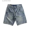 Herrenshorts Strapazierfähige, sandgewaschene Herren-Jeansshorts, locker sitzende reine Baumwolle im Retro-Stil Y240320