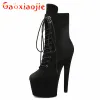 Sandals 35#43# Women New Design Sexy Extreme High Heel Nude Shoes Erotic Lap Dancing Ankle Boots Stripper Shoes Platform Laceup Hees