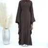 エスニック服控えめなイスラムファッションバットスリーブローブドバイ七面鳥イスラム教徒の女性プレーンドレスアラブ中東ラマダン女性カフタン