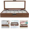 Watch Boxes Display Box Storage Case Wood Grain Decorative Desktop Seco Gray Velvet Carrier Jewelry
