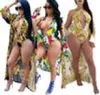 Women Fashion Sexy Print Bikini Two Piece Halter Asymmetric Hem Swimdress Tankini Set Padded Beachwear Swimsuit Push Up Bikini Plu9526502