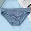 Cuecas masculinas sexy gelo seda brie bugle macio elasticidade roupa interior confortável respirável baixo-rise sedoso tanga de secagem rápida