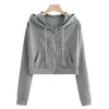 Women's Hoodies Zipper Sweatshirts Coat Women Autumn Casual Solid White Long Sleeve Short Hooded Sweatshirt Tops Sudadera Muje