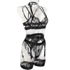 YBFDO Lingerie fantaisie voir à travers la dentelle ensemble Sexy sous-vêtements en Tulle sans entrejambe 4 pièces sensuel Sissy soutien-gorge et culotte ensemble 240312