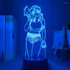 Luci notturne Black Lagoon Revy Luce a led per l'arredamento della camera da letto Luce notturna colorata Lampada 3D regalo anime