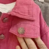 Mode meisjes roze denim jasje INS kinderen terug cartoon gat cowboy uitloper kinderen casual jas S1214