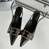 Dress Shoes Stiletto Heel Sandals Women Pumps Pointed Toe Metal Belt Elegant Office Summer Designer Slingback Heeled Female