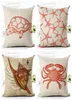 Style marin housse de coussin tortue crabe motif océan plage coton taie d'oreiller en lin taille jeter taie d'oreiller 45x45 cm313n8659876