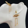 Luxe Klaver Kwastje Goud Verzilverd Oor Stud Drop Earring Merk Designer Roestvrij Staal Elegante Vrouwen Meisje Mode-sieraden Accessoires Cadeau Groothandel met Doos