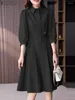 Casual Dresses 2024 Zanzea Women Lapel Neck 3/4 Sleeve Sundress Elegant Shirt Dress Summer Fashion Solid Ol Work Kne-Length Vestido Kaftan