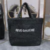 Designer di lusso RIVE GAUCHE Borsa tote morbida all'uncinetto in imitazione erba Noe Rive Gauche Logo Borsa in tessuto