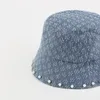 Berets Retro Jean Pearl Fisherman Hat Stylowy stały kolor Słońca Kolor Słoneczny Basen Lekkie i oddychające wiadro podróżne