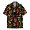 Men's Casual Shirts Colorful Mushroom 3d Print Hawaiian Shirt Men Summer Vacation Button Lapel Short Sleeve Street Beach Aloha Clothing