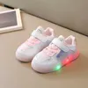 HBP Non-Brand New Fashion Children Butterfly Crystal Led Luminous casual breathable Sport Shoes Baby Girls Sneakers Glowing kids shoes