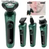 Electric Shavers Green Smart Electric Shaver LCD Digital Display Three-head Floating Razor USB Rechargeable Washing Multi-function Beard Knife Q240318