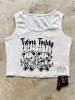 Tops InsDoit Goth Teddy Bear Print Japanese Tank Tops Harajuku Cotton Casual Bodycon Elf Girl Women Punk Streetwear Hippie Crop Tops