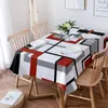 Table Cloth Nordic Retro Medieval Geometric Abstract Red Rectangle Tablecloth Decor Waterproof Round Tablecloths Kitchen Decoration