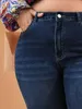 Plus Size Röhrenjeans für Damen, hohe Taille, Stretch-Denim-Hose, Mom-Jeans, Bleistifthose, lässige Komfort-Hose, Übergröße240318