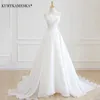 Abiti da sposa senza spalline in chiffon di raso bianco di lusso per la sposa 2024 Abito lungo elegante da sera per feste da ballo per ospiti 240314