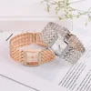 Reloj de pulsera de oro de lujo para mujer, relojes de cuarzo femeninos con diamantes cuadrados simples a la moda, reloj de mujer de acero inoxidable, vestido 240305