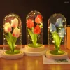 Fleurs décoratives SWEETOME tulipe cadeau veilleuse anniversaire pour femmes enfants avec fleur artificielle couverture en verre décoration