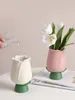 Vasi Vaso di tulipano in ceramica creativa Vaso di fiori idroponico Squisita disposizione tridimensionale Room Office Home Ornament