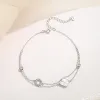 Anklets Real 925 Sterling Silver Double Layered Fourleaf Clover Anklet 섬세한 백인 어머니 진주 발목 팔찌 발 체인 여성