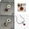 Srebrny Czerwony Ladybird Dangle Charm for Fit Charms Koraliki Bransoletki Biżuteria 792571c01 Klejnot Drop dostawa luźna dhnap