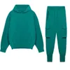 Mens Thick Cotton Training Sets Hoodie Casual Sports Green Teal Pullover Hooded Two Piece Cargo Pants Gym Running Tracksuits 240315