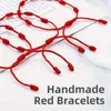 Bracelets de charme 2/24pcs 7 noeuds rouge noir chaîne bracelet pour femme hommes chanceux amulette à la main corde amitié couple bracelet bijoux