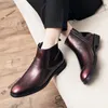 Designers HBP Non-Brand Red Classy Color Ankle Boots Comfortable High Top Wedding Dress Shoes Men Genuine Leather