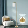 QiMH vloerlampen voor woonkamer, moderne LED staande leeslamp voor slaapkamer met glazen kap, hoge gouden industriële 3 kleuren dimbare paallamp