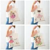 أكياس التسوق أزياء Lychee Life Ballet Girl Shopper Canvas Cloth Student Tote Handbag Resable Fight