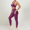 12 pezzi V Back Lycra Pad Pocket Halter Reggiseno sportivo Set Yoga Squat Proof Scrunch Legging Allenamento Pantalone Palestra Fitness Tute attive 240307