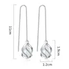 Boucles d'oreilles pendantes de luxe rondes en pierre blanche opale longue goutte en argent Sterling 925 élégante petite boucle d'oreille pour femmes fille