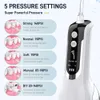 Oral Irrigators Shoben Irrigator Portable Dental Sink 5-läge USB laddning 330 ml Vattentank IPX7 Vattentät tandrensare J240318