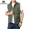 2024 hommes printemps été nombreuses poches décontracté col montant gilet mince couleur unie extérieur mode Style mâle manteau 6XL 240314