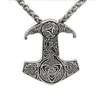 Anhänger Halsketten Exquisite doppelseitige Schnitzerei Nordische Mythologie Wikinger Hammer Axt Metallschmuck Halskette