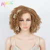 Wigs Magic 12Inch Short Bob Wigs Afro Kinky Curly Wig Synthetic Hair Dreadlock For Black Women Natural Burgandy Soft Hair Cosplay