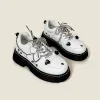 Stivali Amy e Michael 2022 Spring Design originale Girls Studenti RETRO Scarpe Chunky Donne Lace Up Creepers Platform Schoe